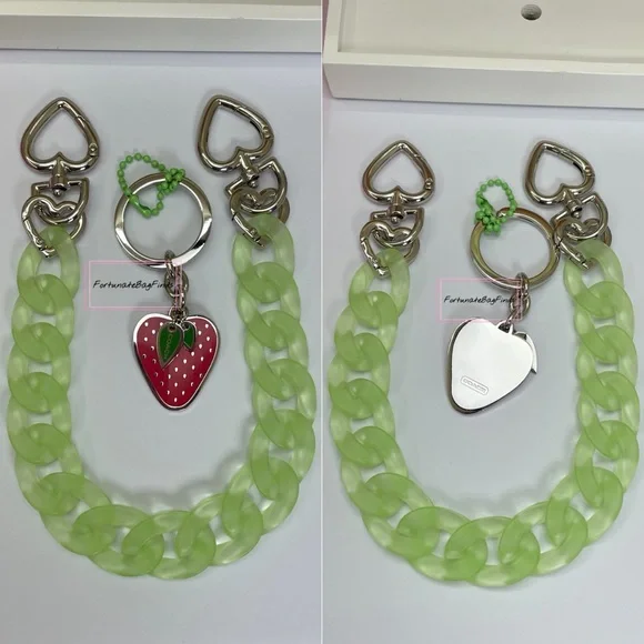 Green Y2K Vintage Coach 6094 Demi Pochette Pouch Mini Bag Strawberry Charm SET - Picture 5 of 14